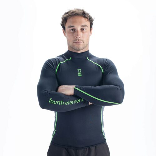 HYDROSKIN MENS L/S TOP BLACK/GREEN XXLARGE