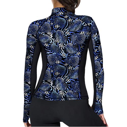 WOMENS ZIP RASH GUARD ANGELFISH HYPNOSIS L