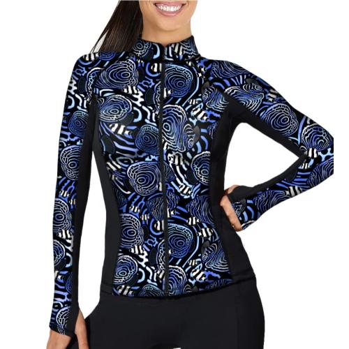 WOMENS ZIP RASH GUARDS ANGELFISH HYPNOSIS SM
