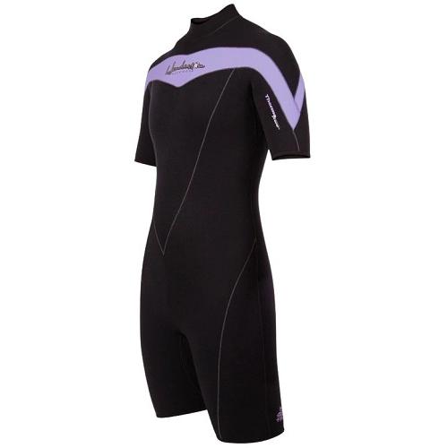 3MM THERMOPRENE SZ 10 BACK ZIP SHORTY, BLACK/LAVENDER