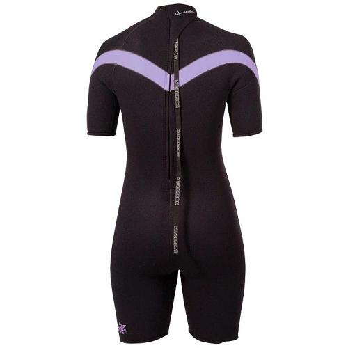 3MM THERMOPRENE SZ 10 BACK ZIP SHORTY, BLACK/LAVENDER