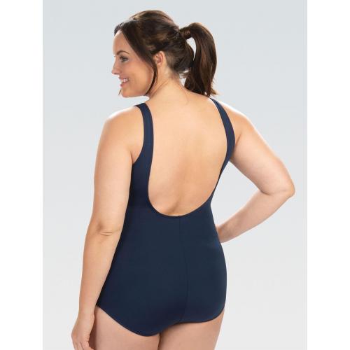 Aquashape Women's Navy And Royal Color Block Moderate Ruched Fron