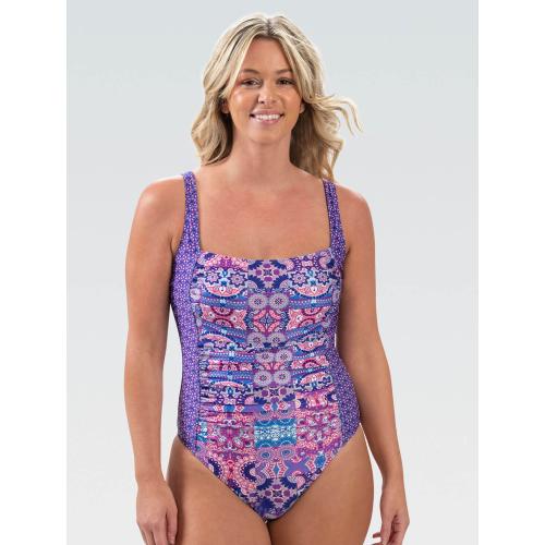 DOLFIN PATCHWORK MODERATE SQUARE NECK SWIMSUIT