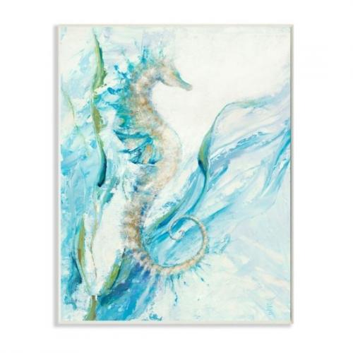 Nautical Seahorse Blue Fluid Ocean Water Wall Plaque Art