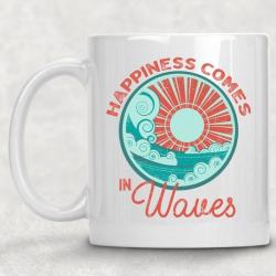 Happiness comes in waves mug