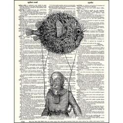 Pufferfish Balloon Dictionary Print