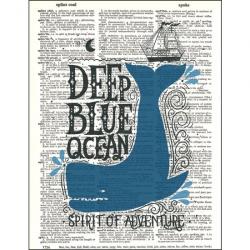 Typography - Deep Blue Ocean Dictionary Print