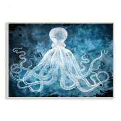 Underwater Octopus Tentacles Blue White Nautical Wall Plaque