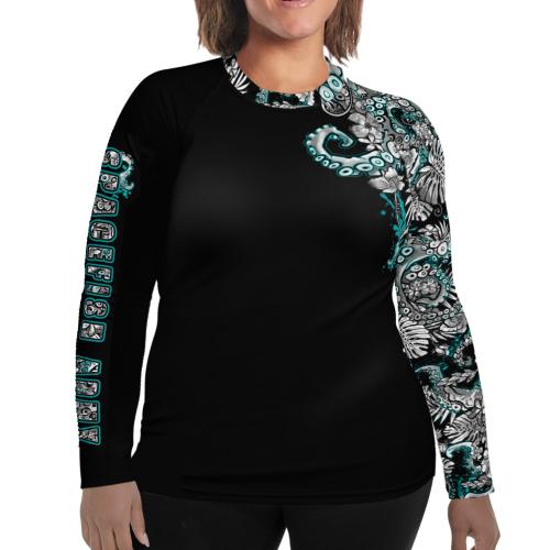 Spacefish Army Plus Size Electric Blue Octofloral Rashguard