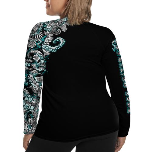 Spacefish Army Plus Size Electric Blue Octofloral Rashguard
