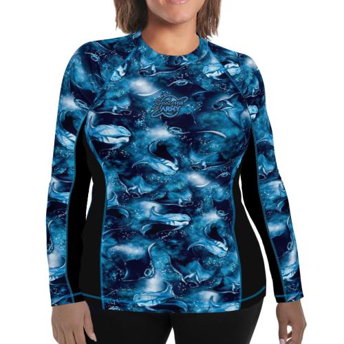 Spacefish Army Plus Size Eco-Friendly Manta Mayhem Rashguard