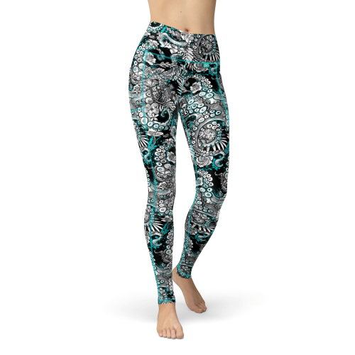 Spacefish Army Eco-Friendly Electric Blue Octofloral Contour Legging