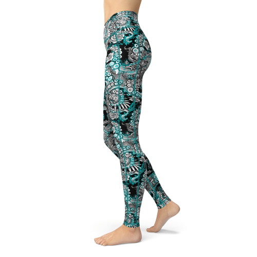Spacefish Army Eco-Friendly Electric Blue Octofloral Contour Legging