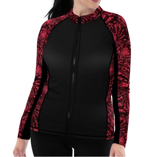 Spacefish Army Plus Size Eco-friendly Full Zip Up Lionfish Invasion Rashguard