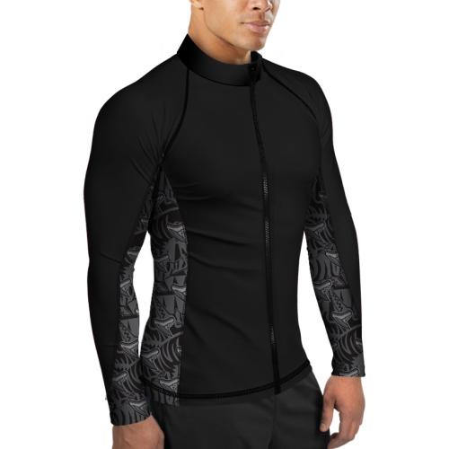 Spacefish Army MENS Eco-friendly Full Zip Up Tiger Shark Rashguard