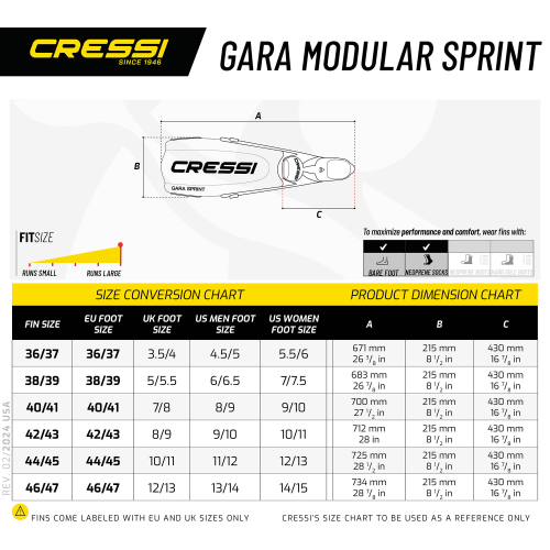 Cressi Gara Modular Sprint Turbo Fin