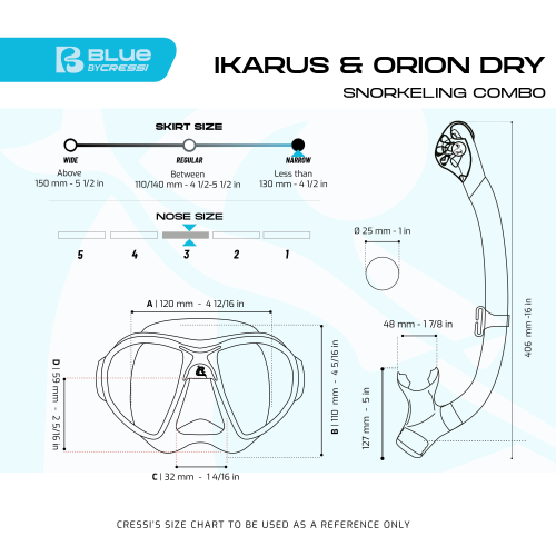Cressi Ikarus & Orion Dry Snorkeling Set