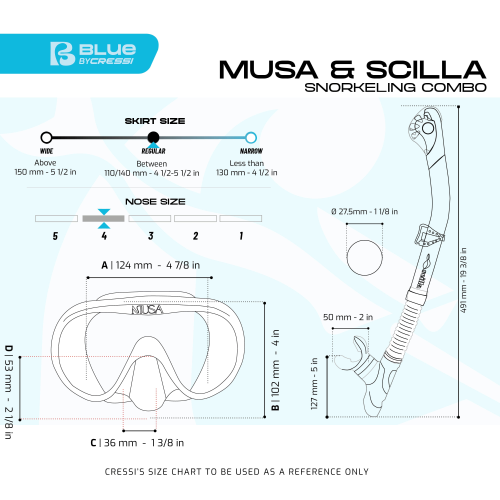 Cressi Musa & Scilla Dry Snorkel Combo