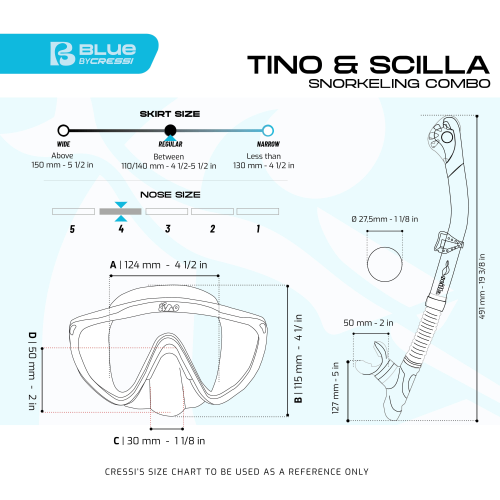 Cressi Tino & Scilla Dry Snorkel Combo