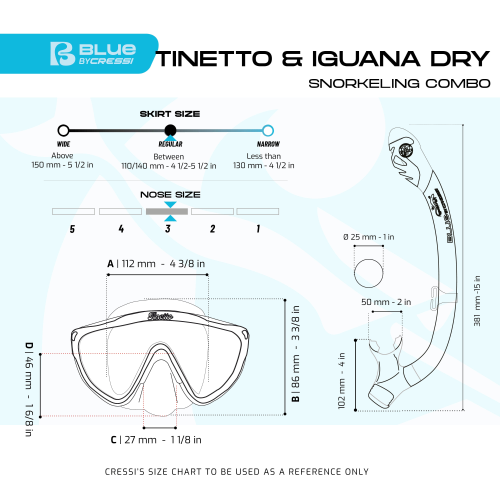 Cressi Tinetto & Iguana Dry Kid's Snorkel Set