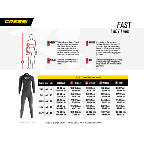 Cressi Fast 1mm Ladies Wetsuit