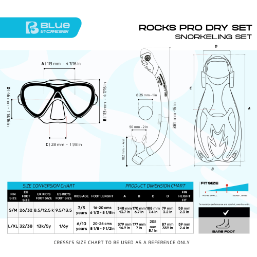 Cressi Rocks Pro Dry Snorkel Set