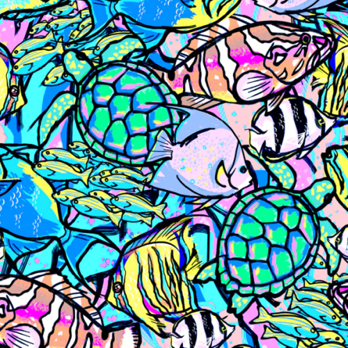 Spacefish Army Eco-friendly Full Zip Up Fish Frenzy Rashguard Spacefish Army Eco-friendly Full Zip Up Fish Frenzy Rashguard