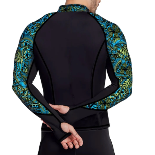 MENS ZIP RASH GUARDS HAMMERHEAD HIBISCUS 3X