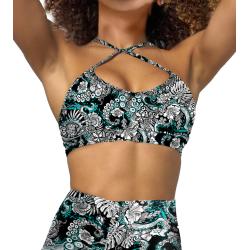 Spacefish Army Electric Blue Octofloral Bikini Sports Bra
