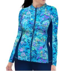 Spacefish Army Plus Size Eco-friendly Full Zip Up Turtle Tie Dye Rashgurd