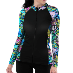 Spacefish Army Eco-friendly Full Zip Up Fish Frenzy Rashguard Spacefish Army Eco-friendly Full Zip Up Fish Frenzy Rashguard