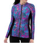 Spacefish Army Women's Full Zip Up Rashguard Coral Kaleidoscope 2X Spacefish Army Women's Full Zip Up Rashguard Coral Kaleidoscope 2X