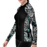 Spacefish Army Eco-friendly Full Zip Up Electric Blue Octofloral Rashguard