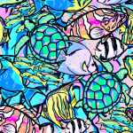 Spacefish Army Eco-friendly Full Zip Up Fish Frenzy Rashguard Spacefish Army Eco-friendly Full Zip Up Fish Frenzy Rashguard