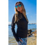 SpaceFish Army - WOMENS ZIP RASH GUARDS NIGHT DIVE BLACK