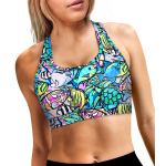 Neon Fish Frenzy T-Back Sports Bra Bikini