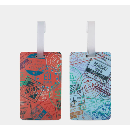 Set of 2 Luggage Tags - Passport Stamps