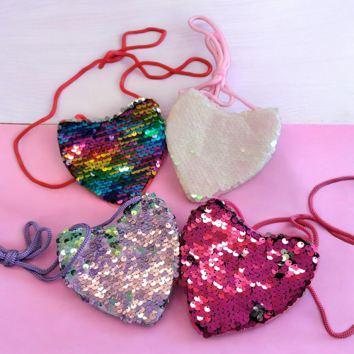 Heart-Shaped Sequin Purse