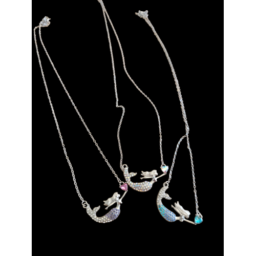 Swimming Mermaid Gem Necklace
