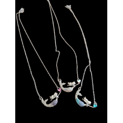 Swimming Mermaid Gem Necklace