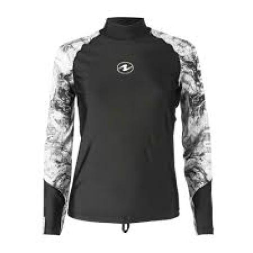 Women's B/W Long Sleeve Rash Guard - Large