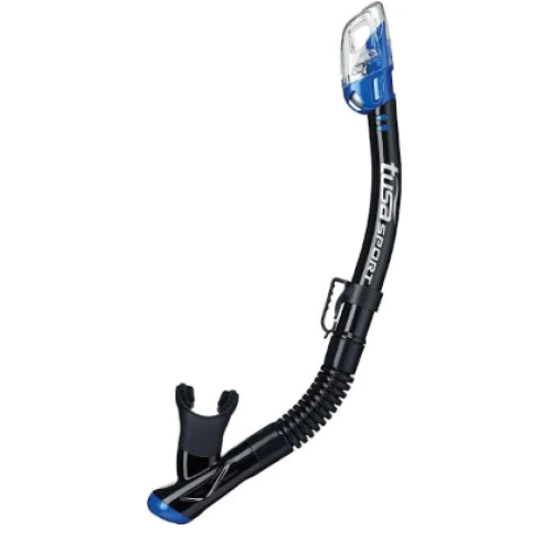 TUSA SPORT ADULT DRY SNORKEL - BLACK/FISHTAIL BLUE