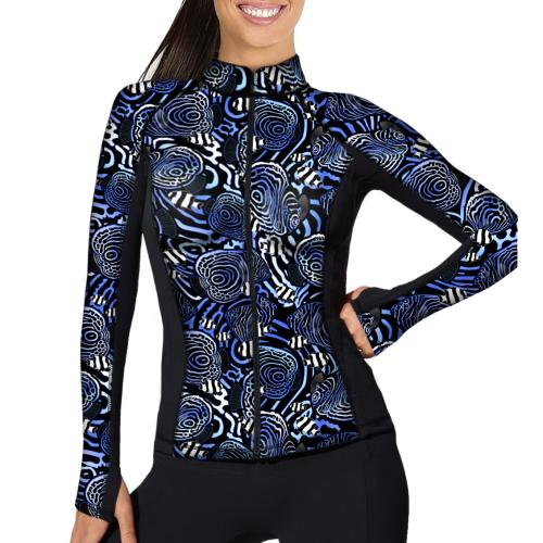 Eco-Friendly Full Zip Up Angelfish Hypnosis Rash Guard