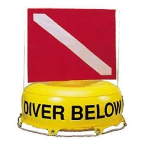 INFLATABLE "DIVER BELOW" BUOY WITH DIVE FLAG