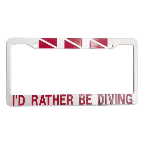 "I'D RATHER BE DIVING" LICENSE PLATE FRAME
