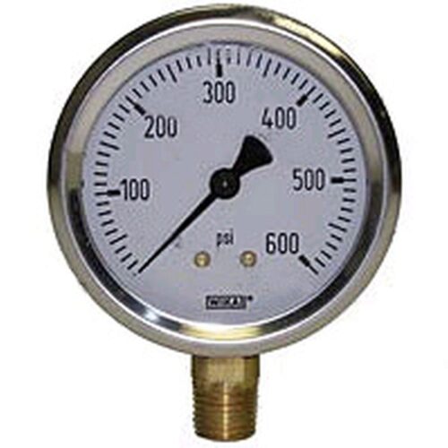 0-600 PSI LIQUID FILLED STAINLESS STEEL GAUGE - 2.5" FACE WITH 1/