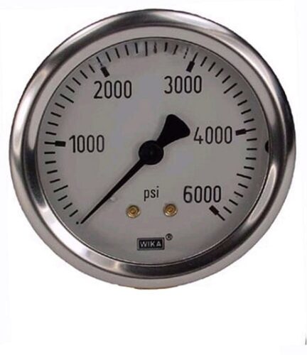 0-6000 PSI LIQUID FILLED STAINLESS STEEL GAUGE, 2.5" FACE WITH 1/