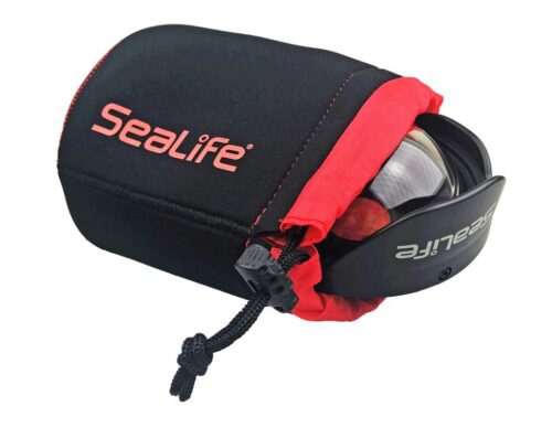 Soft Lined Neoprene Gear Pouch (Black/Red, 5 x 5 x 6.) For camera