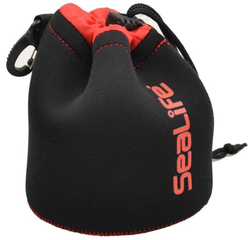 Soft Lined Neoprene Gear Pouch (Black/Red, 5 x 5 x 6.) For camera