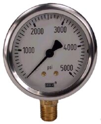 0-5000 PSI LIQUID FILLED STAINLESS STEEL GAUGE, 4.0